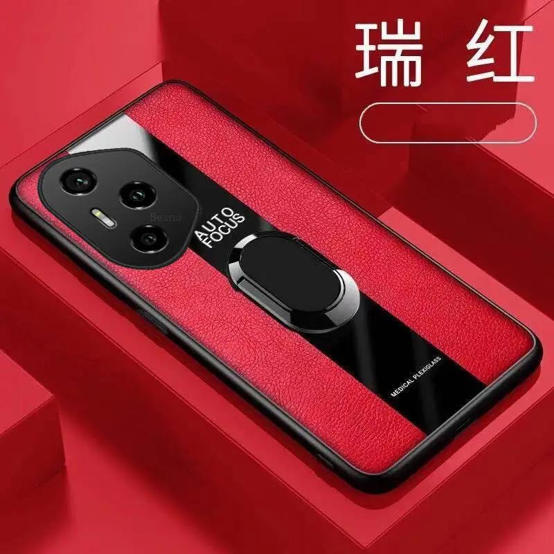 Pro Honor 400 Pro Magnetický prstenový stojánek Držák Pouzdro na telefon Pro Honor 400 Pro 5G Luxusní kožené Nárazuvzdorný Bumper Zadní kryt
