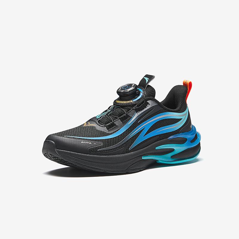 Anta Kids Flame Trendy Fashion Lightweight Shock Absorption Low Top Running Shoes Men sneaker Black Blue 312515517-4