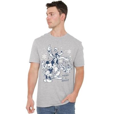 Disney Unisex Adult Merry, Bright And Tied Up In Lights Mickey Mouse Vintage Christmas T-Shirt