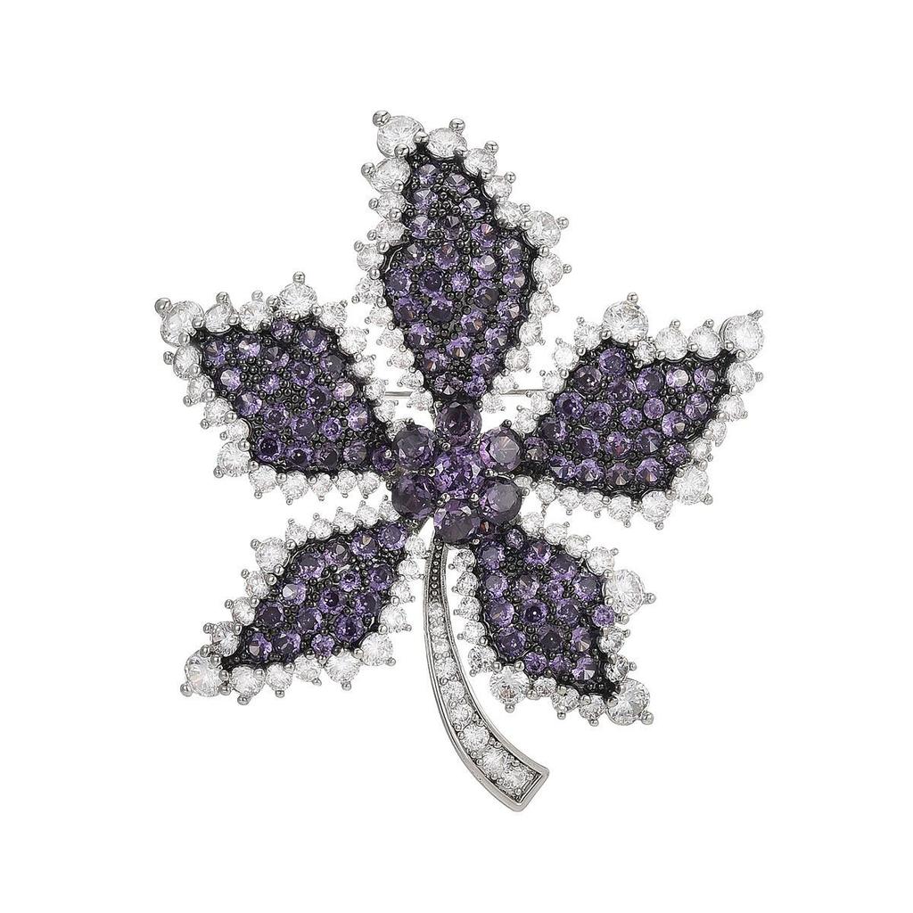 Women's Light Luxury Design Elegant Inlaid Zircon Maple Leaf Brooch Fashionable And Versatile Niche Design Sense Brooch