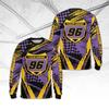Maglia da Motocross Personalizzata con Nome e Numero a Manica Lunga per Uomo Donna Maglietta da Corsa per Dirt Bike Abbigliamento Off Road Top Largo con Bandiera a Scacchi