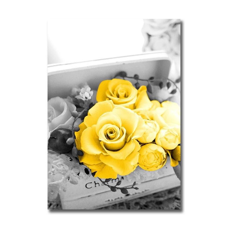 

Сучасний чорно-жовтий малюнок Домашній декор Квіти Скло Nordic Картини на полотні Настінне мистецтво Плакати та принти Прикраса вітальні 20x30cm No Frame ауреолін