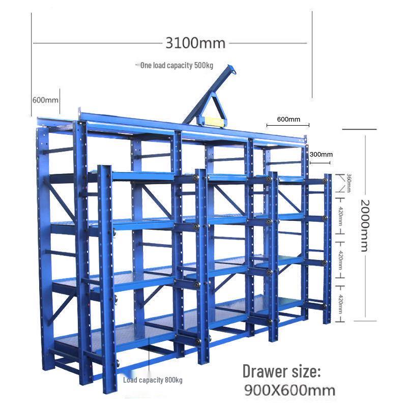 Heavy Duty Adjustable Mold Rack with Half-Open Drawer for Injection Molding