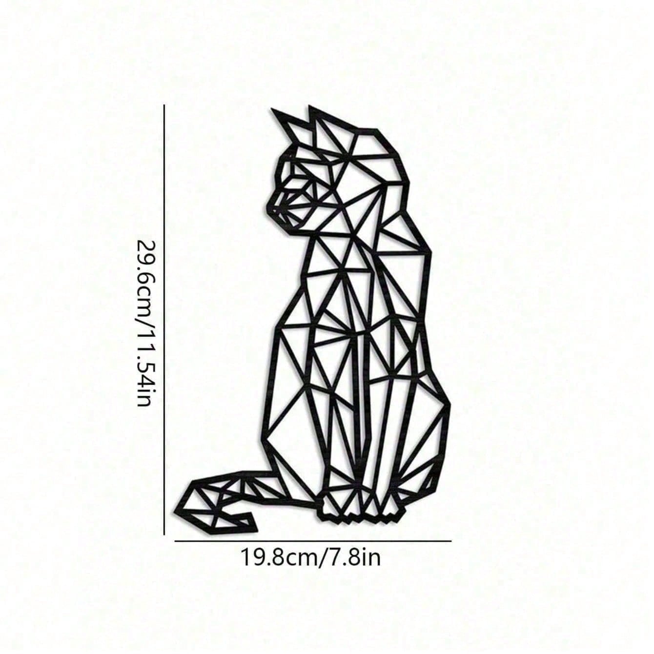 

Vintage Geometric Wrought Iron Cat Wall Art Sculpture Handcrafted Home Office Decor Modern Metal Wall Hanging Gift різнокольоровий