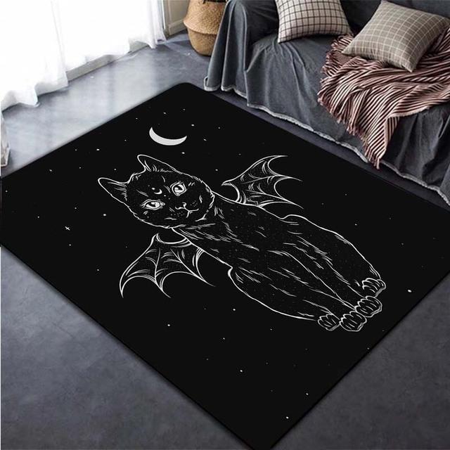 Satanic Cat Carpet for Living Room Home Decor Sofa Table Large Area Rugs Atheist Floor Mat Bedroom Bedside Foot Pad Doormat