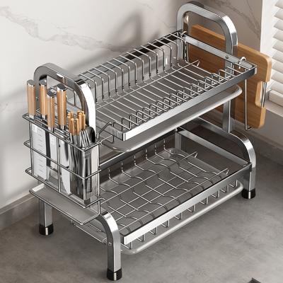 Dish Drying Rack Compact Kitchen Dish Rack Drainboard Set Large Rust-Proof Dish Drainer Utensil Holder
