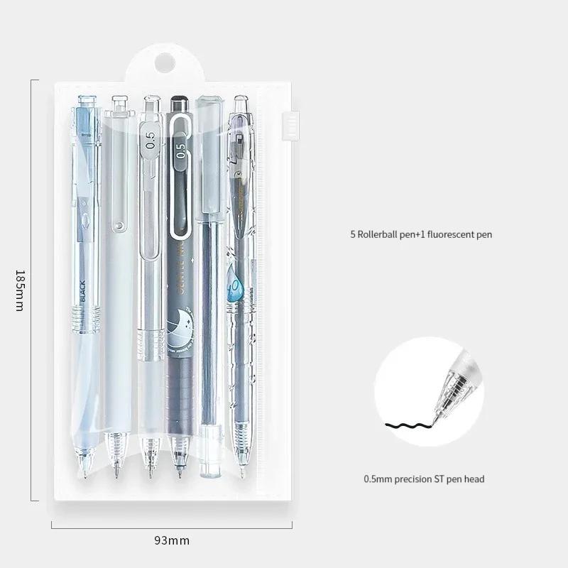 6PCS/set Kawaii Gel Pen 0.5mm ST Pen Tip Neutral Black Ink Pen for School Office Writing Supplies Stationery Cute Pens