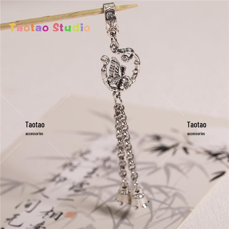 Three-Way Tassel Dangle Pendant Antique Silver Crystal DIY Bracelet Necklace Accessories