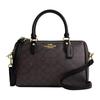 Rowan 25 Micro-marked Logo Zipper Closure, Artificial Leather, Shoulder Crossbody Handbag, Medium Size, Women's Walnut Brown with Black