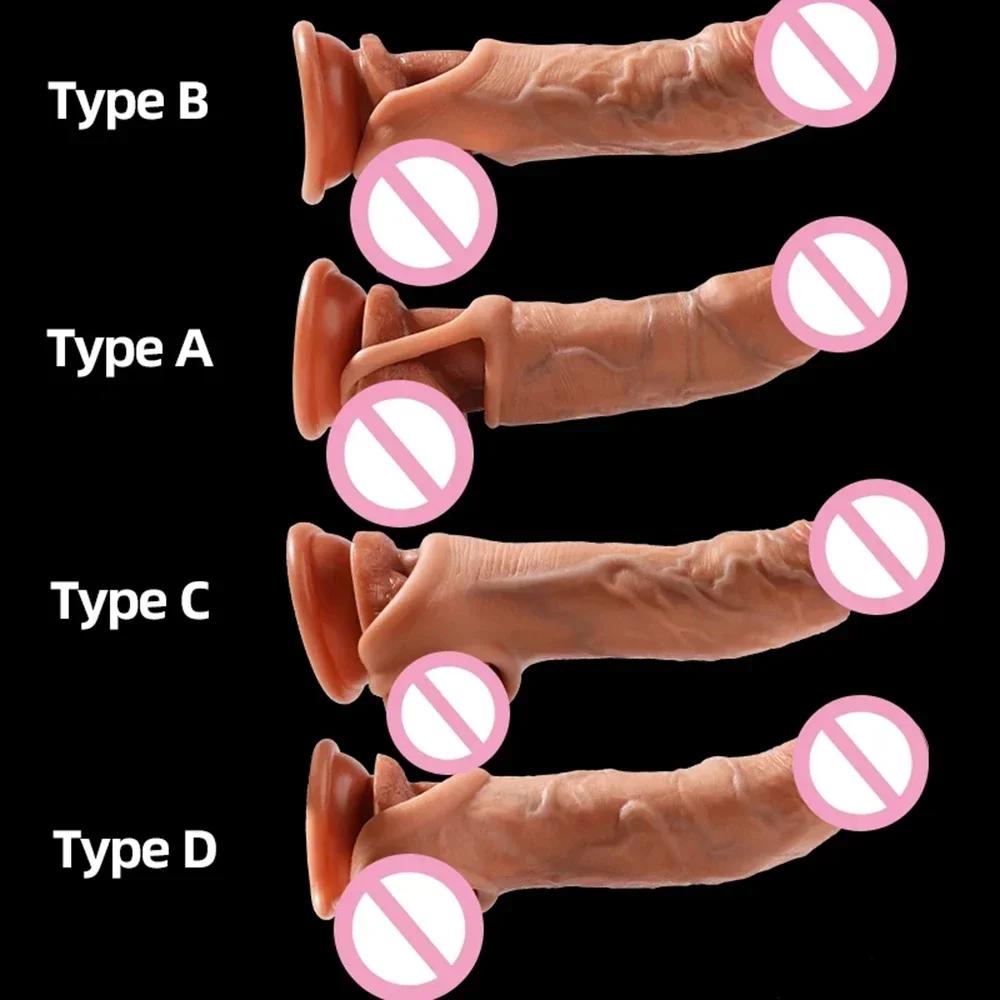 Velkoobchod Soft Realistic Penis Sleeve Extender Big Dick Bold Cock Head Head Zvětšení Muž Muži Muž Zpoždění ejakulace