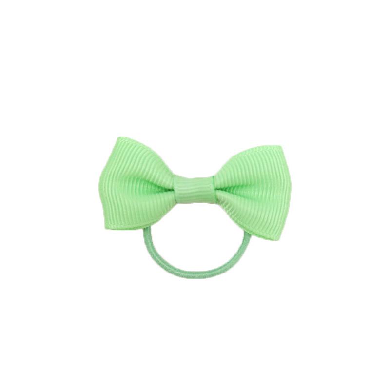 Children’s 2-inch Solid Color Ribbed Hair Tie with Bow – Girls' Flat Knot Elastic Hair Accessories