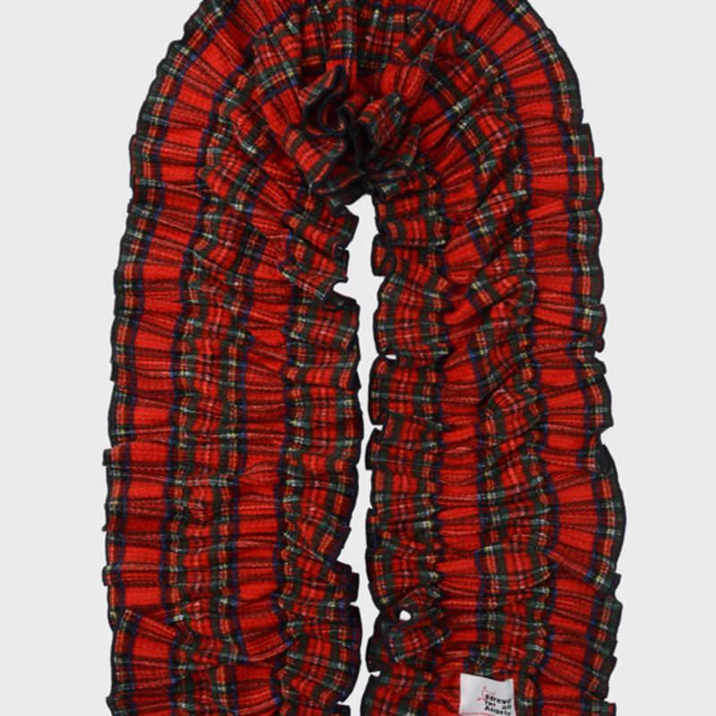 Eireve EMMA FRILL MUFFLER (TARTAN CHECK RED)