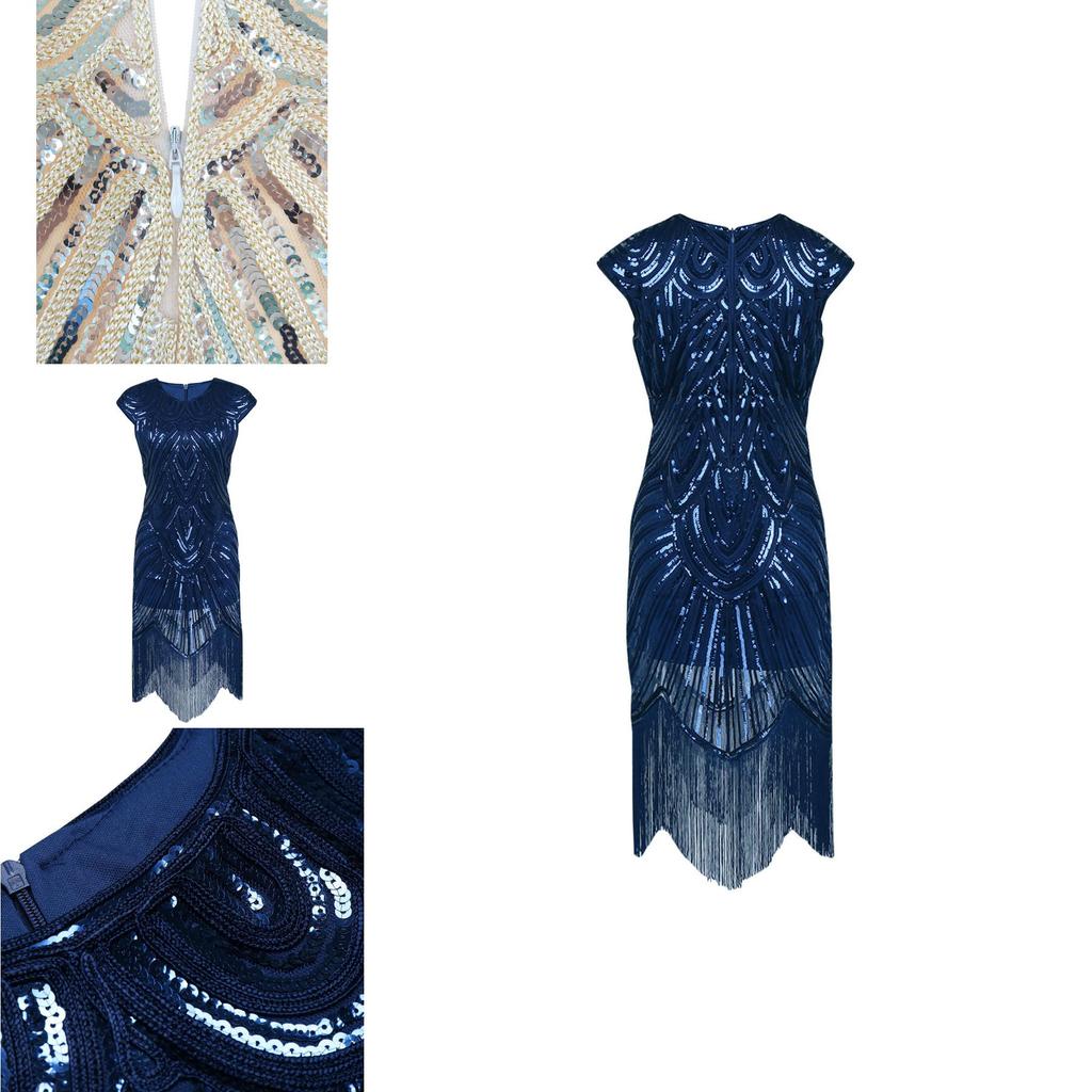 Great Gatsby Vintage Sequin Gown Elegant Cocktail Dress For Women**
