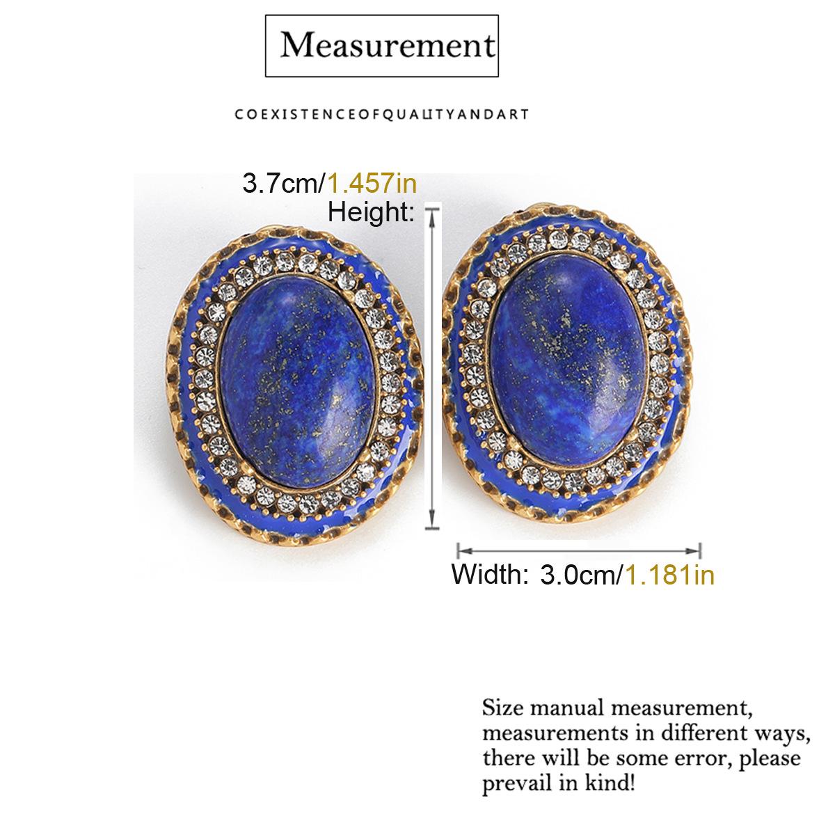 Yong Nuo Retro Lapis Lazuli Diamond-Accented Blue Enamel Earrings