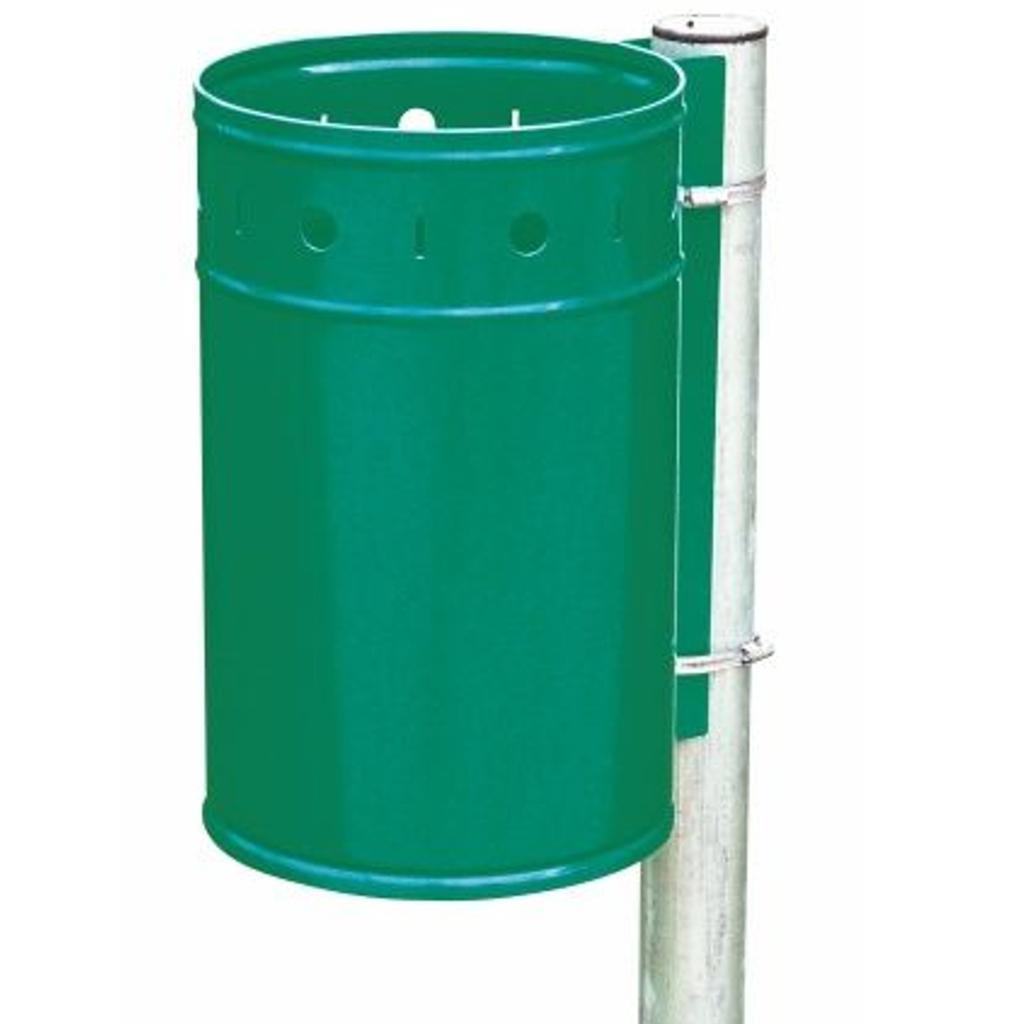 Steel Post-mounted Waste Bin 20L Green
