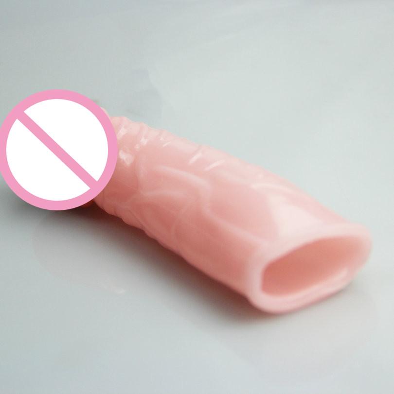 Male Extender Delay Condoms Penis Extension Sleeve Reusable for Men, Realistic Penis Shape Sleeve Bold Cock Ring Adult Sex Toys