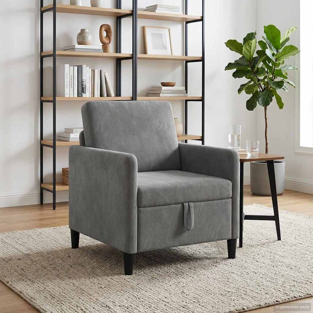 Storage Sofa in Dark Grey 72 x 78 x 87 cm Polyester