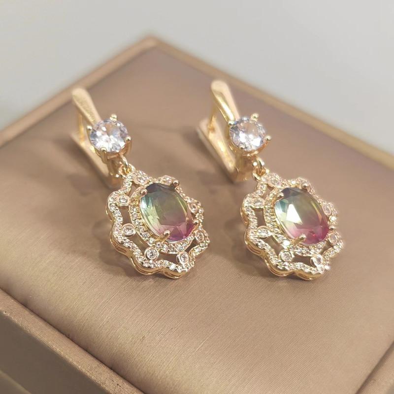 Geometrische Zirkonia Tropfen Ohrringe für Frauen 2023 Neue Mode Gold Farbe Hochzeit Engagement Party Schmuck Zubehör