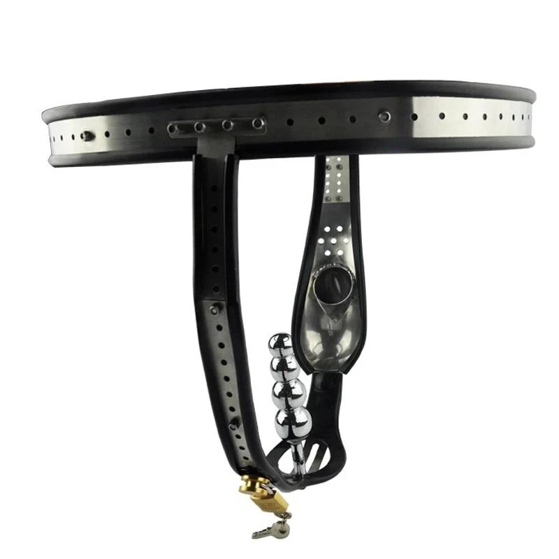 Male Stainless Steel Chastity Belt Cock Cage Anal Beads Butt Plug Penis Sleeve Bondage Erotic Urethral Lock Sex Toys for Men 18+
