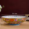 Gold Stroke 8 Inches Large Soup Bowls Salad Bowl Ceramic Plate Palace Style Restaurant Home Ten Thousand Flower Enamel Tableware