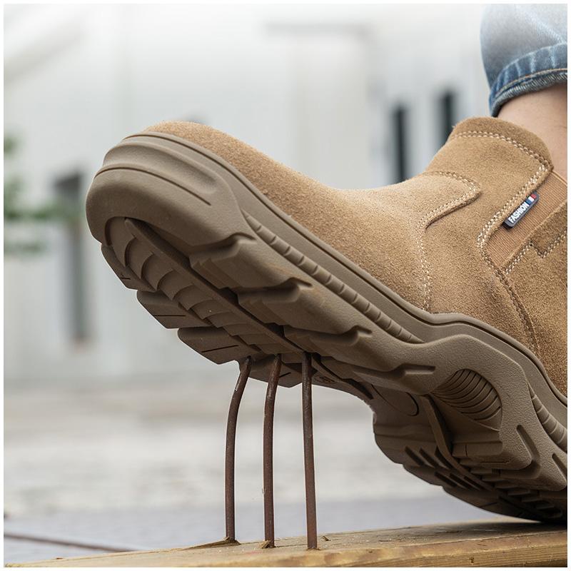 large size men fashion steel toe caps work safety boots cow suede leather welding shoes worker platform safe boot security botas