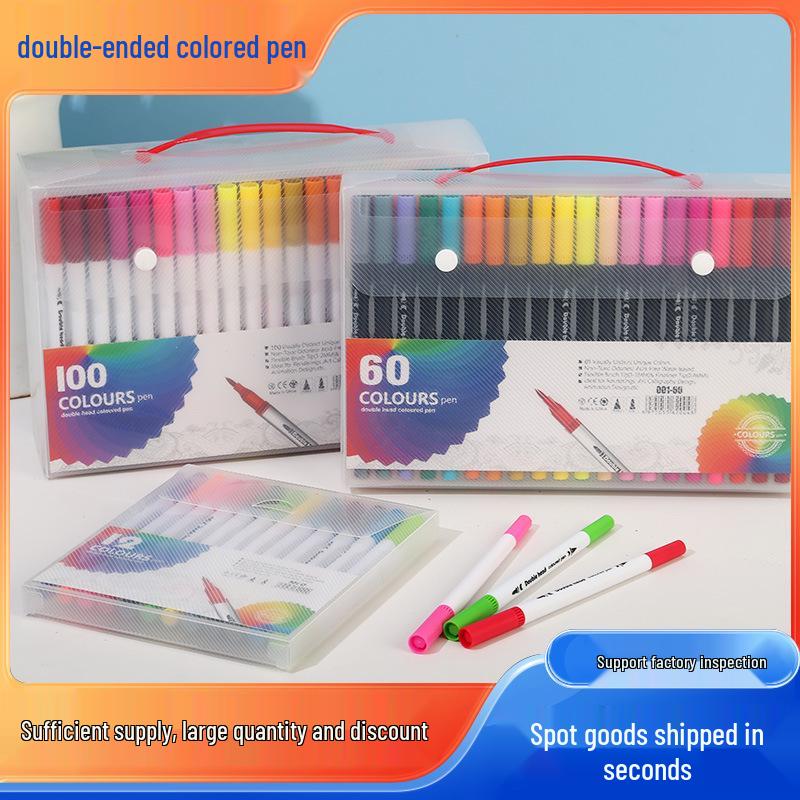 Double-Ended Watercolor Pens for Children - Soft Tip, Water-Based, Vibrant Colored Markers
