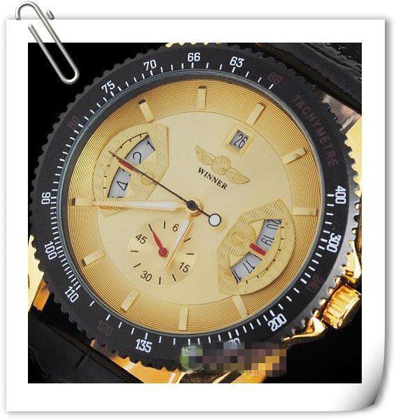 Fashion Winner Sport Style Leather Strap Automatic Watch Date Display Mens Watches Top Brand Luxury Montre Homme Relogio Male