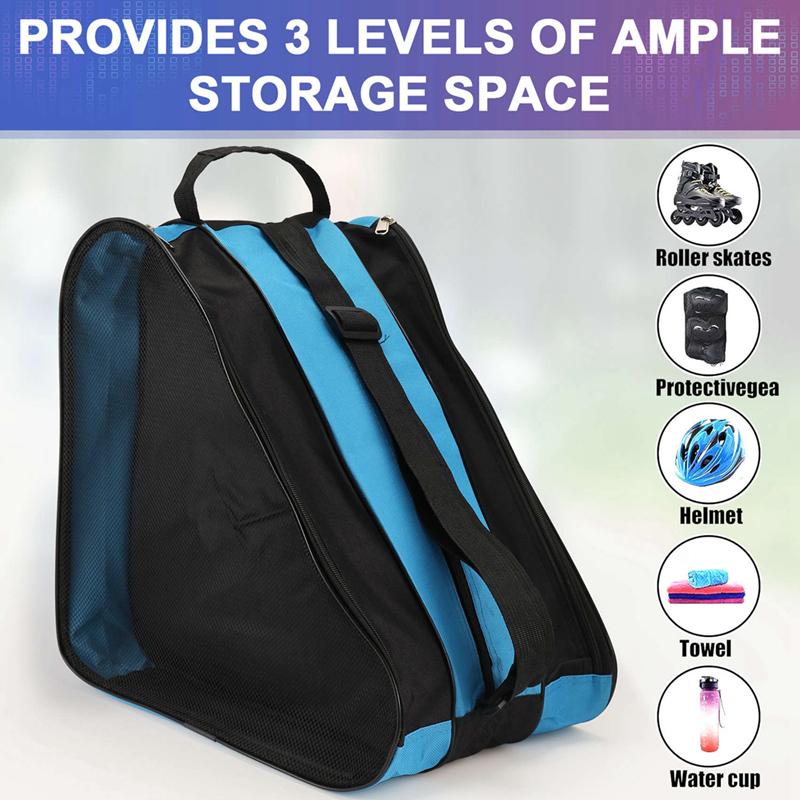 BAAU Roller Bag Roller Skates Backpack Roller Skates Shoulder Bag Three Layer Bag Double Net Bag Can Be Carried