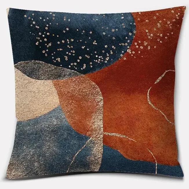 Warme Color Block Serie Dubbelzijdig Bedrukte kussensloop Korte pluche Geschikt voor woonkamers slaapkamers banken sierkussenhoes 45x45cm