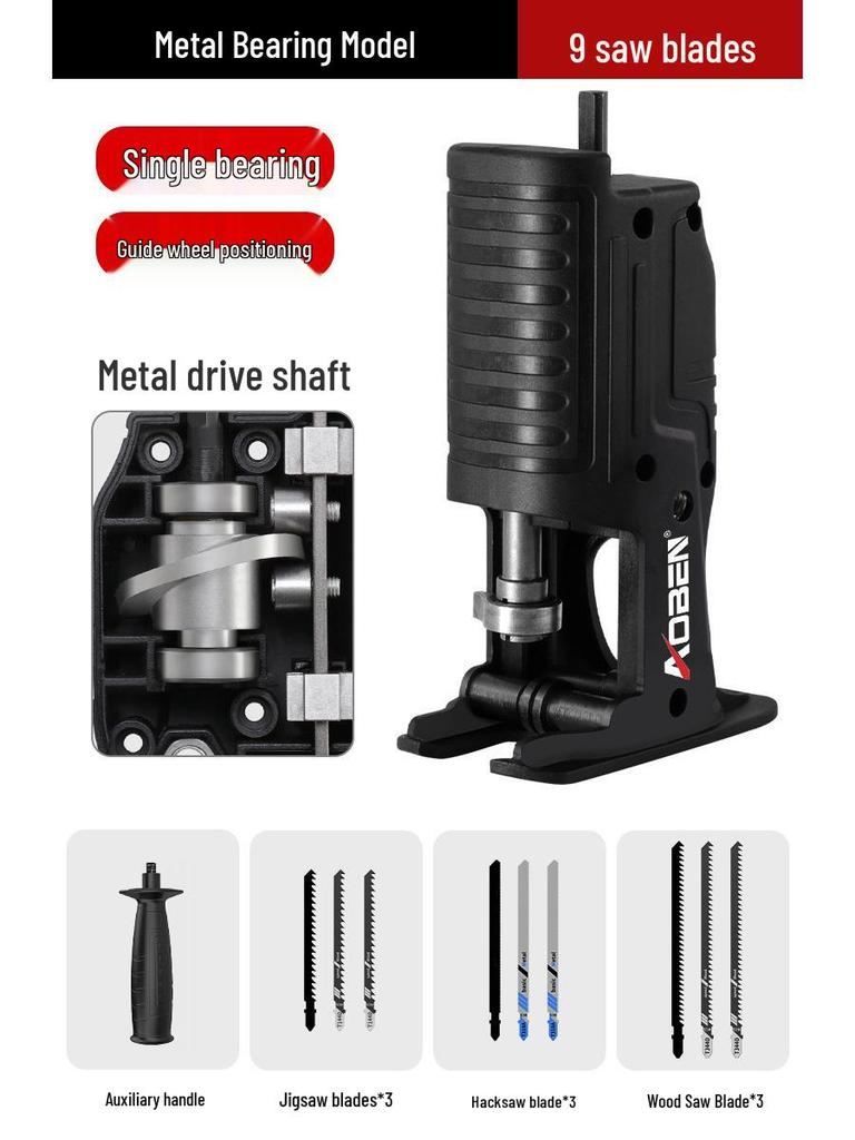 Electric Drill to Chainsaw Conversion Head: Handheld Reciprocating Saw for Woodworking and Jigsaw.