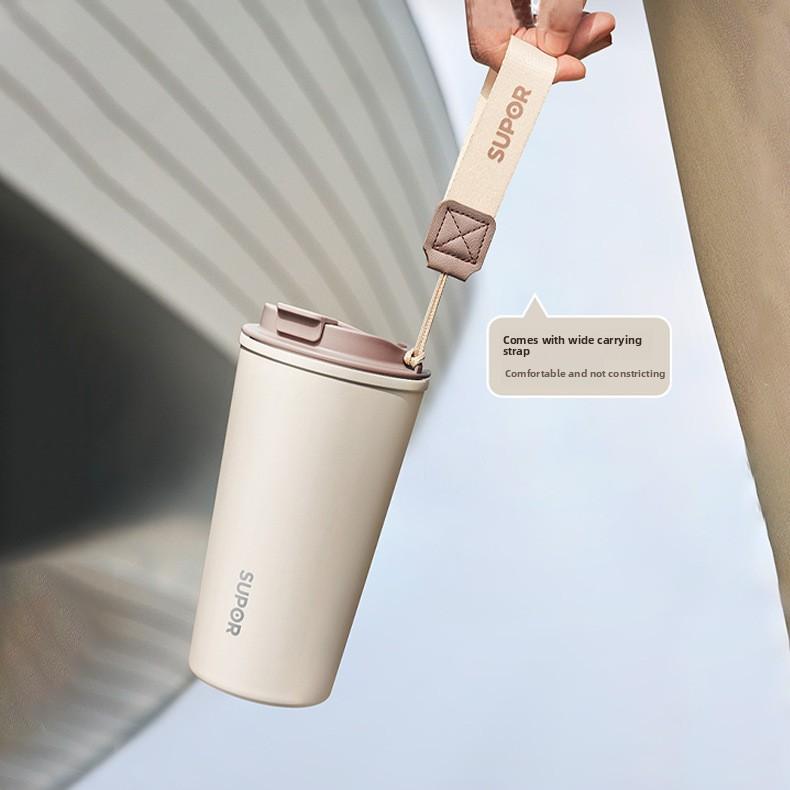 Aesthetic 316 Stainless Steel Vacuum Insulated Coffee Tumbler - Portable Travel Mug for Office & Car, Unisex