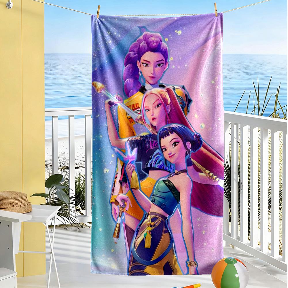 Demon Hunter Beach Towel Quick-Dry Soft Microfiber Comfortable Lightweight Suitable for Swimming, Gym, Camping, Yoga Vacation
