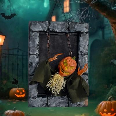 Decoração de Halloween Animada Prisioneiro Caveira/Fantasma/Homem Abóbora Suspenso com Olhos Iluminados e Sons Assustadores