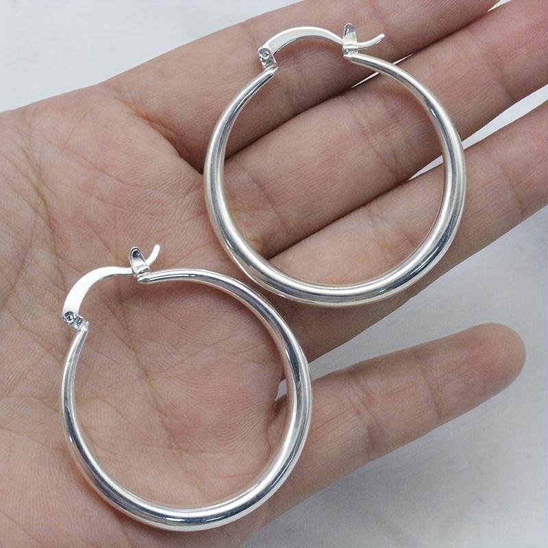 Minimalist Style Hoop Earrings with Silvery and Golden Color Perfect Ear Jewelry for Women Daily Casual Decor