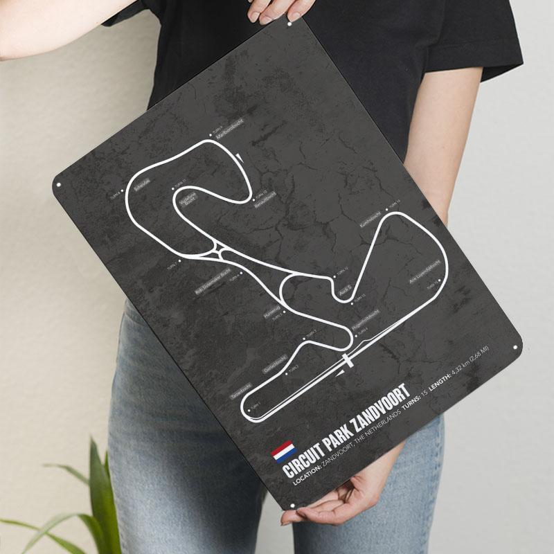 

Circuit Park Zandvoort Poster Racing Circuits Metal Sign Man Cave Customizable F1 Tracks Plaques for Home Room Decoration Retro 20x30cm（7.8x11.8inch）