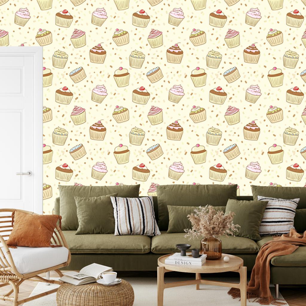 Sweet Cupcakes Wallpaper for Living Room and Bedroom 50x1000