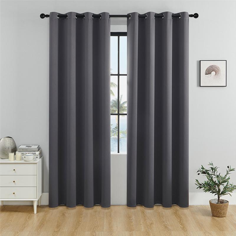 High Density Fabric 100% Blackout Curtains Thermal Insulated Sunproof Drapes with Grommet Top Bedroom Living Room Decor