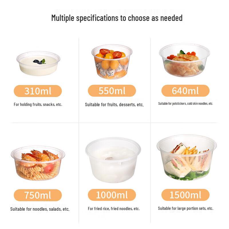 Meiliya Disposable Round Food Containers with Lids