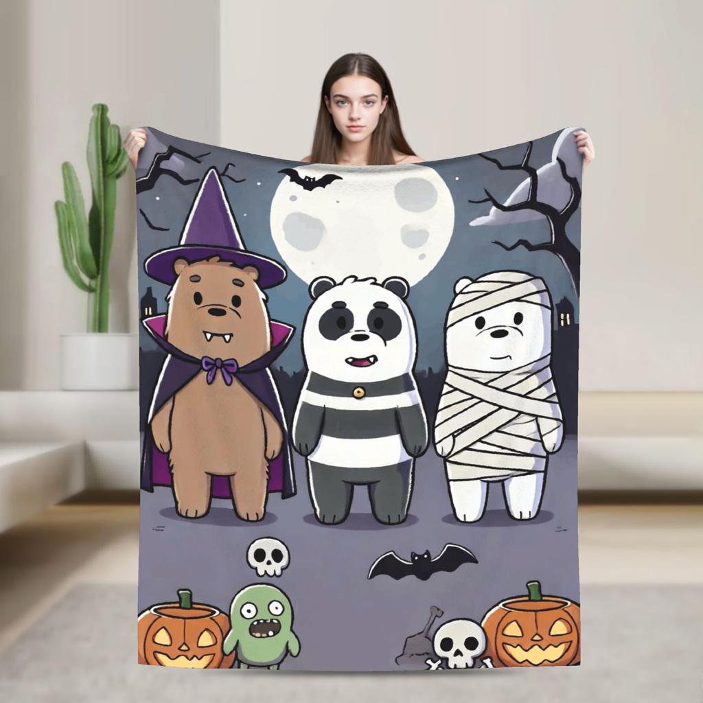 Warm Soft Blanket Camping We Bare Bears Somos Osos Bedding Throws Flannel Bedspread For Couch Bed Pattern Sofa Bed Cover