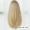 Straight Layered Blonde Wigs With Neat Bangs High Density Synthetic Natural Fake Hair Wig For Women Daily Cosplay Party Wigs