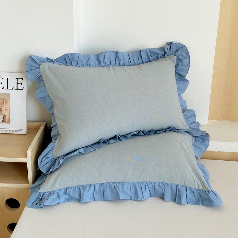 2pcs Fashion French Pillowcase (Without Pillow Core), Soft Breathable Solid Color Lace Pillow Covers, Pillow Protector For Bedroom Sofa Home Decor