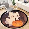 1PC Halloween Kitten Office Round Area Rug, Indoor Mat Suitable ForOffice, Under Office Chairs Bedroom Living Room Home Decor, Room Deco f030