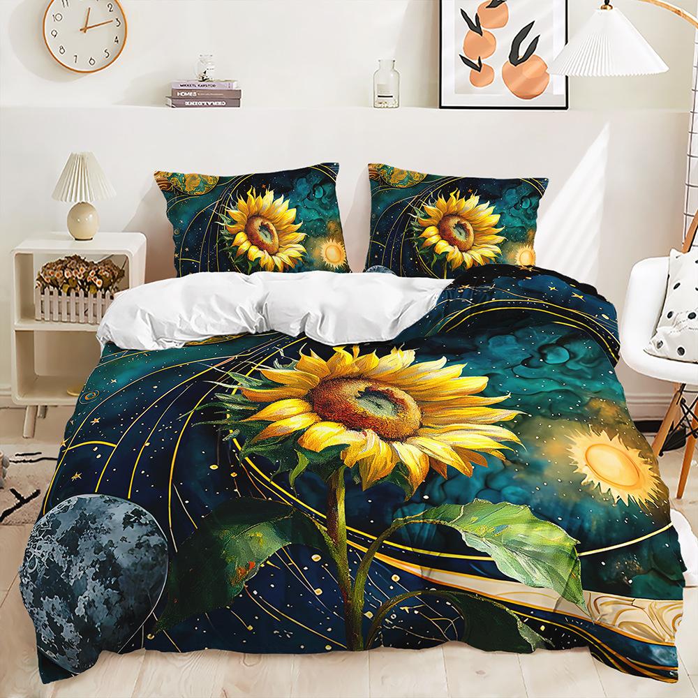 

Three-Piece Sunflower Series Quilt Cover Bedding Kit Animal 135 * 200 (two-piece set) 90g