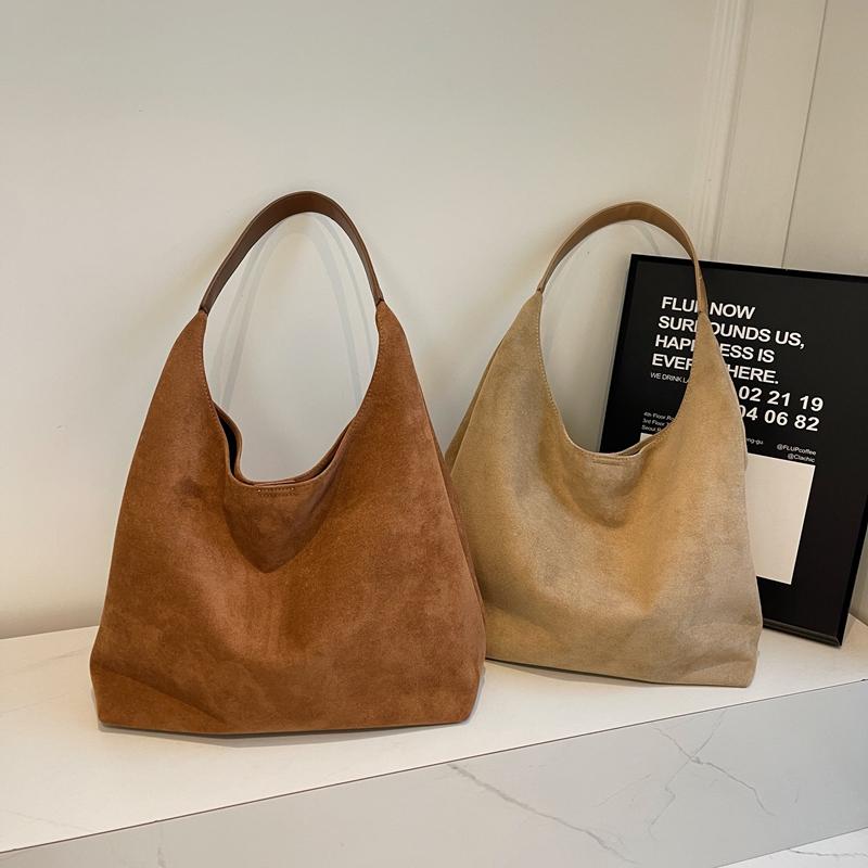 Casual Schoudertas Set voor Dames 2-IN-1 Suède Effen Kleur Grote Capaciteit Shopper Tote Winter Nieuwe Handtassen Vrouwelijk