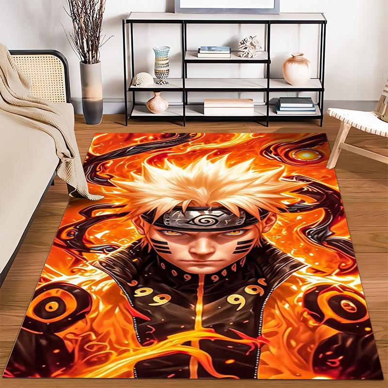"Anime-Inspired Fiery Character Design Carpet for Living Room Decor" Suitable for Use As an Anti-slip for Living Room Bedroom Sofas