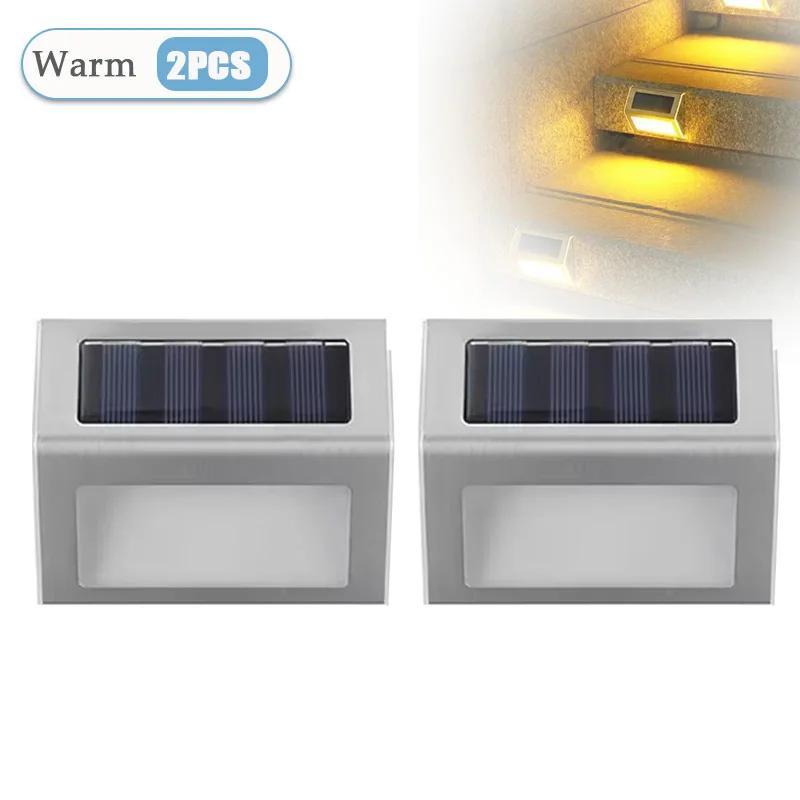 1-8PCS Solar Stainless Steel Step Light Waterproof Anti-corrosion and Environmental Protection Wall Light for Garden Fence Wall