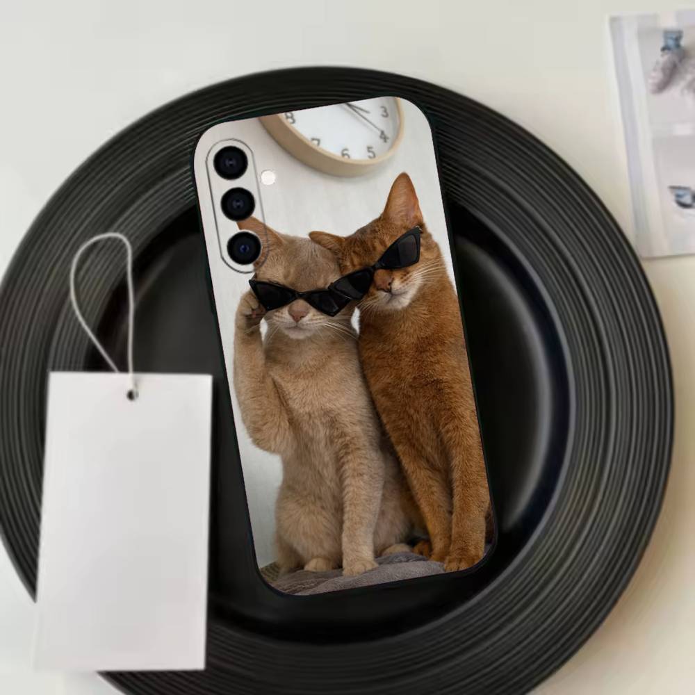 Thinking Surprised Cat  Phone Case For Samsung Galaxy A73,A72,A71,A70,A53,A52,A51,Others Soft Black Cover