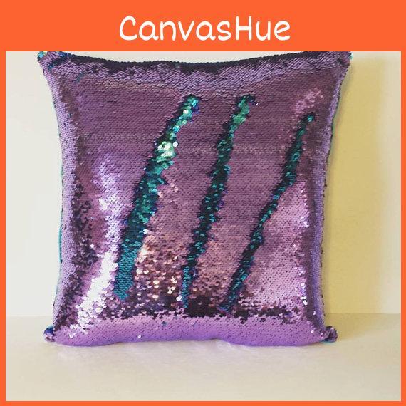 Diy Reversible Sequin Glitter Sofa Cushion Cover Pillow Case Double Color Gift