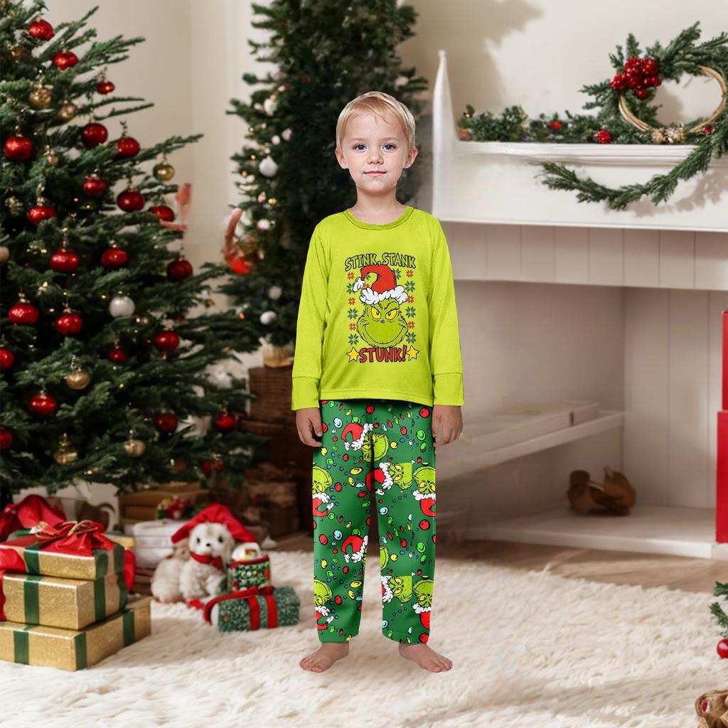 Ebeveyn-Çocuk Noel Baskılı Ev Takımı Uzun Kollu Üst Ve Pantolon