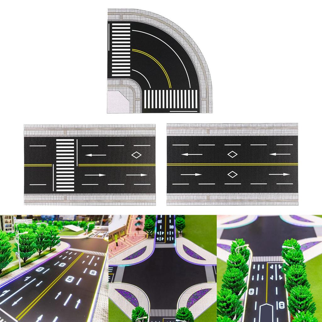 1/64 Miniatur asphaltierte Fahrbahn Modell HO-Maßstab Straßenkollektionen Simulierte Stadtkulisse Ornament für